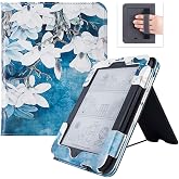 BOZHUORUI Stand Case for 6" Nook GlowLight 4/Nook Glowlight 4E, Magnolia | Leather Sleeve Cover,Book Folio Style,Built-in Hand Strap,Card Slot
