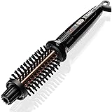AmoVee Mini Curling Iron Travel Hair Brush Anti-Scald Curling Wand Ceramic Tourmaline Hot Brush 3/4 Inch Barrel for Short Hai