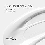Crown Pure Brilliant White Quick Dry Gloss Paint 750ml Wood Metal Non Yellowing view 3