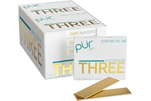 PUR THREE | Aspartame Free Chewing Gum | 100% Xylitol | Sugar Free, Vegan, Gluten Free & Keto Friendly | Natural Wintergreen Flavored Gum, 12 Pieces (Pack of 10)