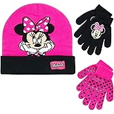 Disney Girls Minnie Mouse and Vampirina Winter Hat and 2 Pair Mitten or Glove Set (Toddler/Little Girl)