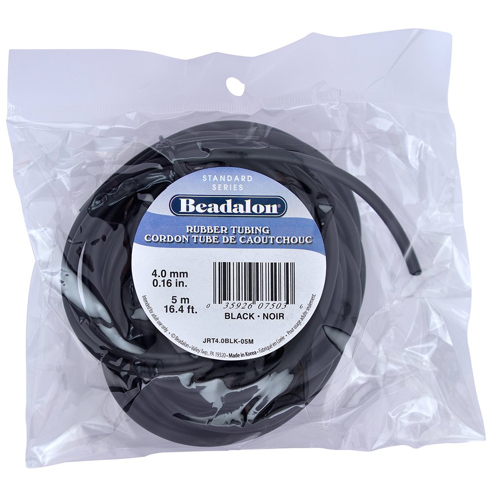Beadalon 4.0 mm 5 m Rubber Tubing, Black