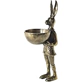 Accent Decor Eric and Eloise Collection 14-inch Brass Figurine with Bowl, Rabbit