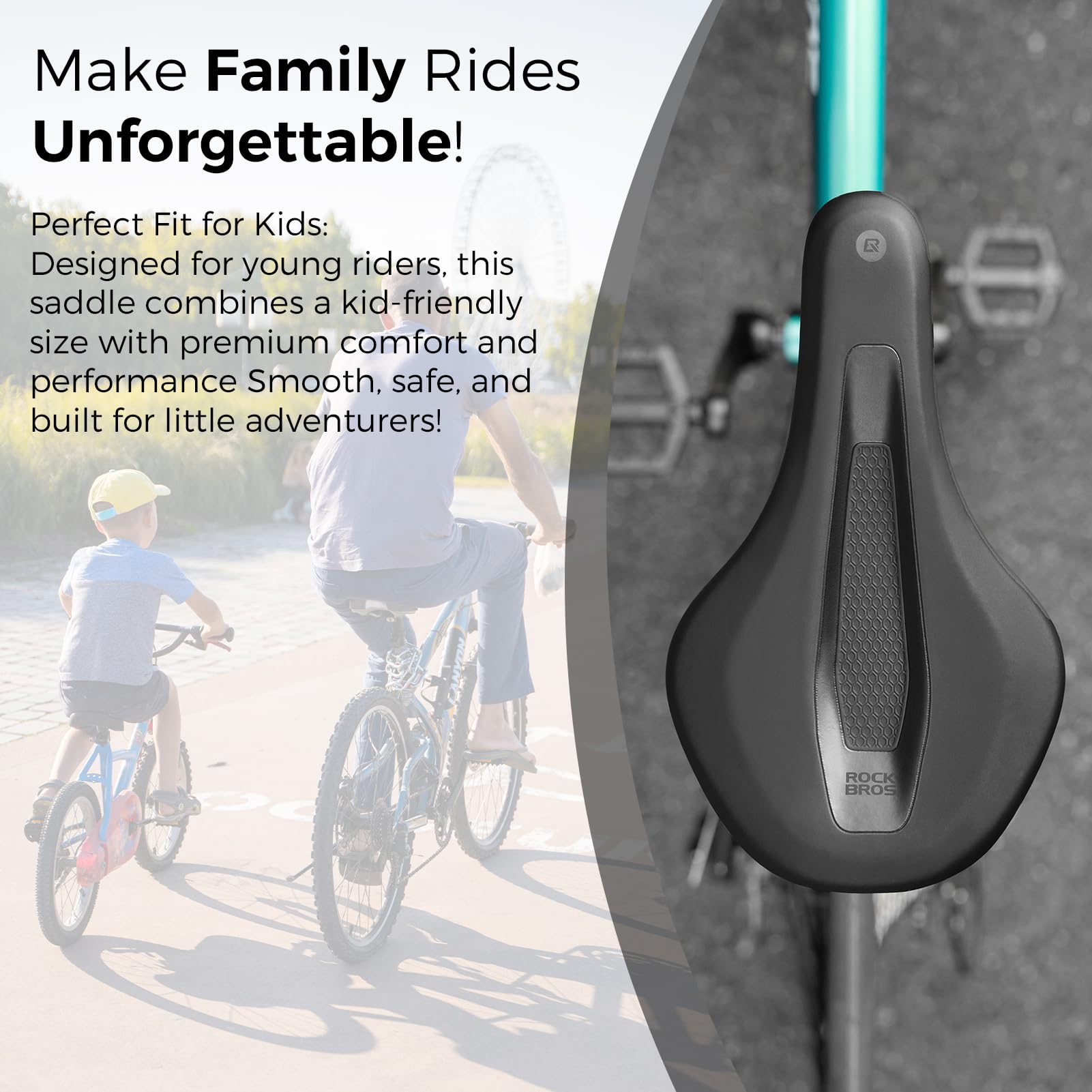 ROCKBROS Kids Bike Saddle Youth Replacement Bike Seat Kids Bicycle Seat with Ergonomic Design -3 Zone Concept - Waterproof, Enhance Young Little Riders Gifts for BMX, MTB & Road 16