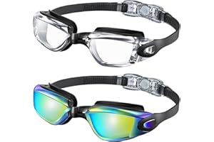 Kids Swim Goggles, Pack of 3 Swimming Goggles for Children Teens, Anti-Fog Anti-UV Youth Swim Glasses for Age 4-16