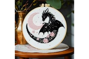 JOZYSH Black Dragon Handmade DIY Embroidery kit,Suitable for Adult Beginners,Includes Embroidery Cloth, Instructions, Embroid