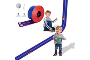 AQFR Flex Track 15 Ft Starter Set, Flexible Race Car Ramp Track for Ages 3 & Up with Suction Cups Compatible with Hot Wheels and Diecast 1/64th Cars (Blue & Red)
