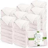 Buryeah 48 Pcs Wedding Flannel Fleece Throw Blanket Bulk with Thank You Card and Ribbon, 50 x 60 in Oeko-TEX Standard 100 Certified Blankets Outdoor Wedding, Guest Party Souvenirs (Cream White)