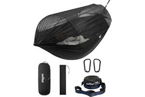 Sunyear Camping Hammock with Net - Double&Single Hammock with House-Like Net- Easy Setup & Pack, Lightweight & Portable, Perfect for Hiking, Backpacking, Outdoor Sleeping