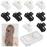 Cobinaan Small Claw Hair Clips for Women Girls, 10 Pieces 1.5 Inch Mini Hair Jaw Clips for Thin/Medium Thick Hair, Matte Rectangle Nonslip Clip with Gift Box (Black+clear color series)