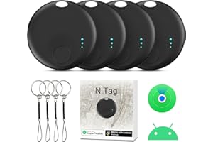 LOCGUAXRD Tracker Tag for Android or iOS, Tracker Tags-4 Pack Smart Tag, Dual System Both iOS and Android Tracker Tags, Apple Find My or Google Find Hub App, Keys Finder Item Locator for Wallets, Suitcases