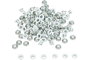 FoRapid 3mm/1/8" Aluminum Quicklet Eyelets-Scrapbooking/Birthday Wedding Baby Greeting Holiday Card/Paper Craft/Luggage Cruise Tag/DIY Album/Clothing etc-200 PCS (White)