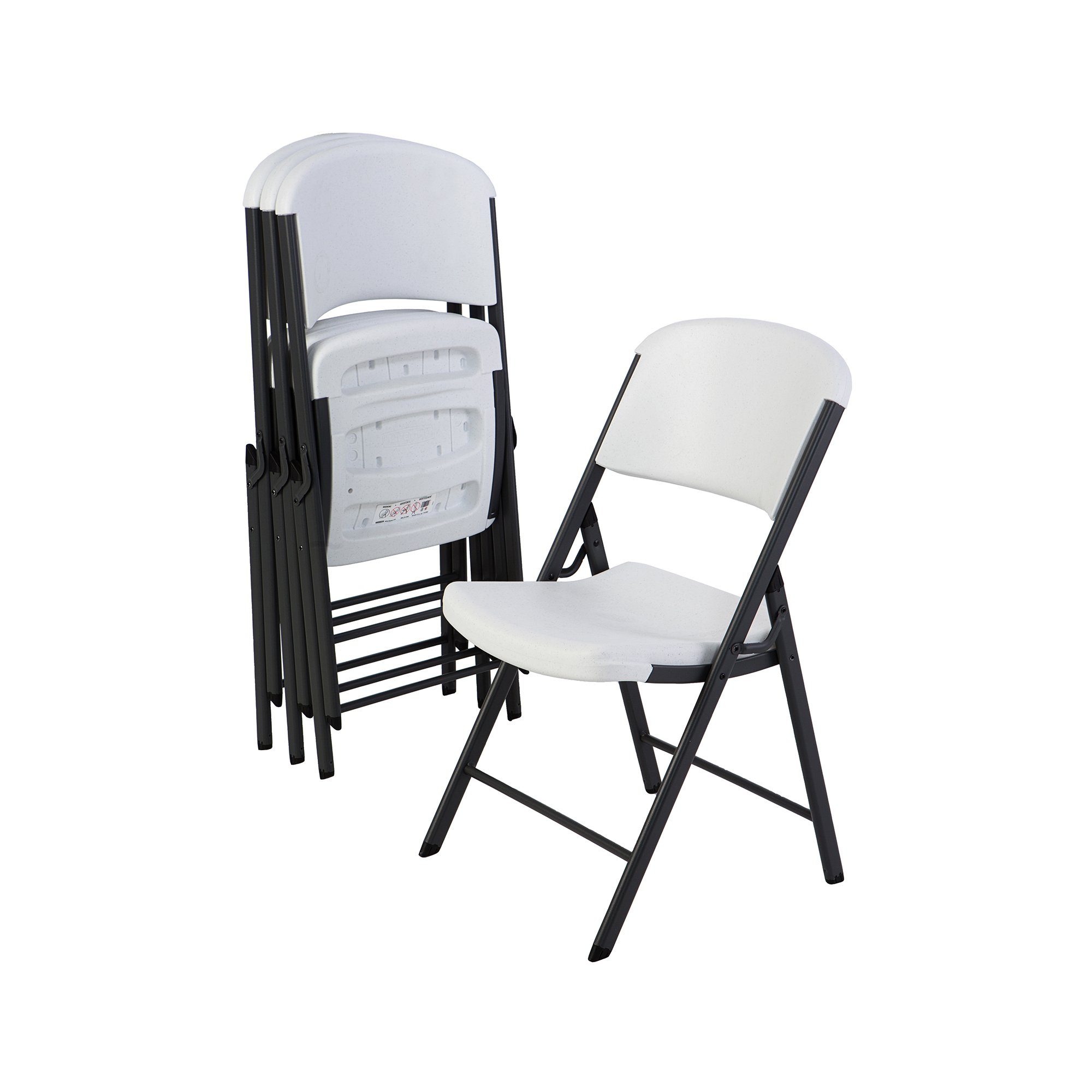 Lifetime Folding Chair Seat Commercial Grade Steel Frame White Granite