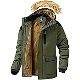 Junggley Men's Winter Jacket Mountain Windproof Hiking Hooded Warm Snow Coat Multi Pockets