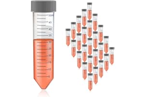 Okulab 50ml Centrifuge Tubes, 25 Pack Conical Gamma Sterile Tubes with Leak-Proof Screw Caps, Printed Graduation with White Writing Area, 30x115mm, CT50A25