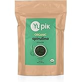 Yupik Organic Spirulina Powder 8.8 oz, USDA Certified, Non-GMO, Kosher, Gluten-Free, Vegan, High in Protein, Iron & Antioxidants, Superfood for Smoothies, Shakes & Baking