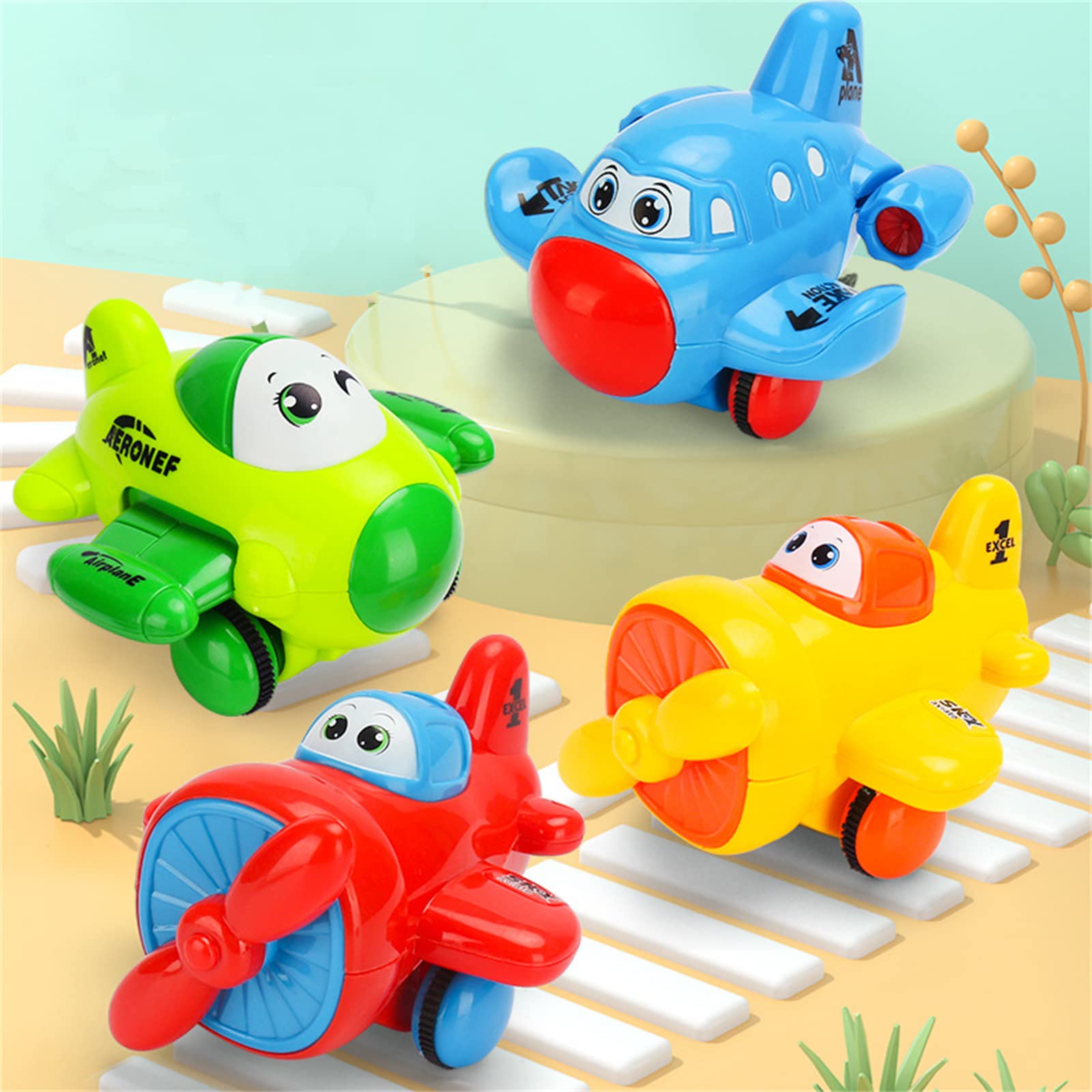 LEADSTAR Baby Toy Cars,Set of 4 Airplane Wind up Cars for 1 Year Old Boy Gifts Press and Go Toddler Toy for Toddlers 1-3 Baby Toys 12-18 Months Gifts for 1 2 3 Year Old Boys Girls