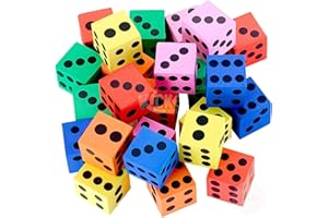 Kicko | Foam Dice Set - 6 Assorted Large Sided Dice - Colorful Big Square Blocks - Ideal Gift for Children - Math Educational Toys - Suitable Pastime Toy, Party Favors, and Party Supplies (24 Pack)