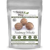 The Spice Way Nutmeg Whole - (4 oz) | Whole nutmeg for fresh grating over custards, drinks, vegetables, pasta and baking; Kos