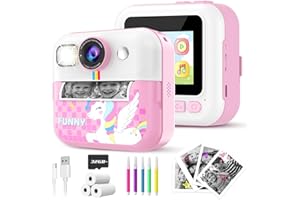 TKECWOB Kids Camera Instant Print, Christmas Birthday Gifts for Girls Boys Age 3-12, 1080P Toddler Camera Printing Photos, Portable Girls Toy for 4 5 6 7 8 9 10 Year Old with 32GB SD Card-Pink