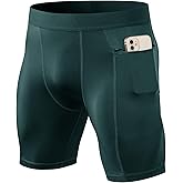 SPVISE Men's Compression Shorts Running Workout Spandex Shorts Cooling Performance Underwear Shorts Tights with Zipper Pocket