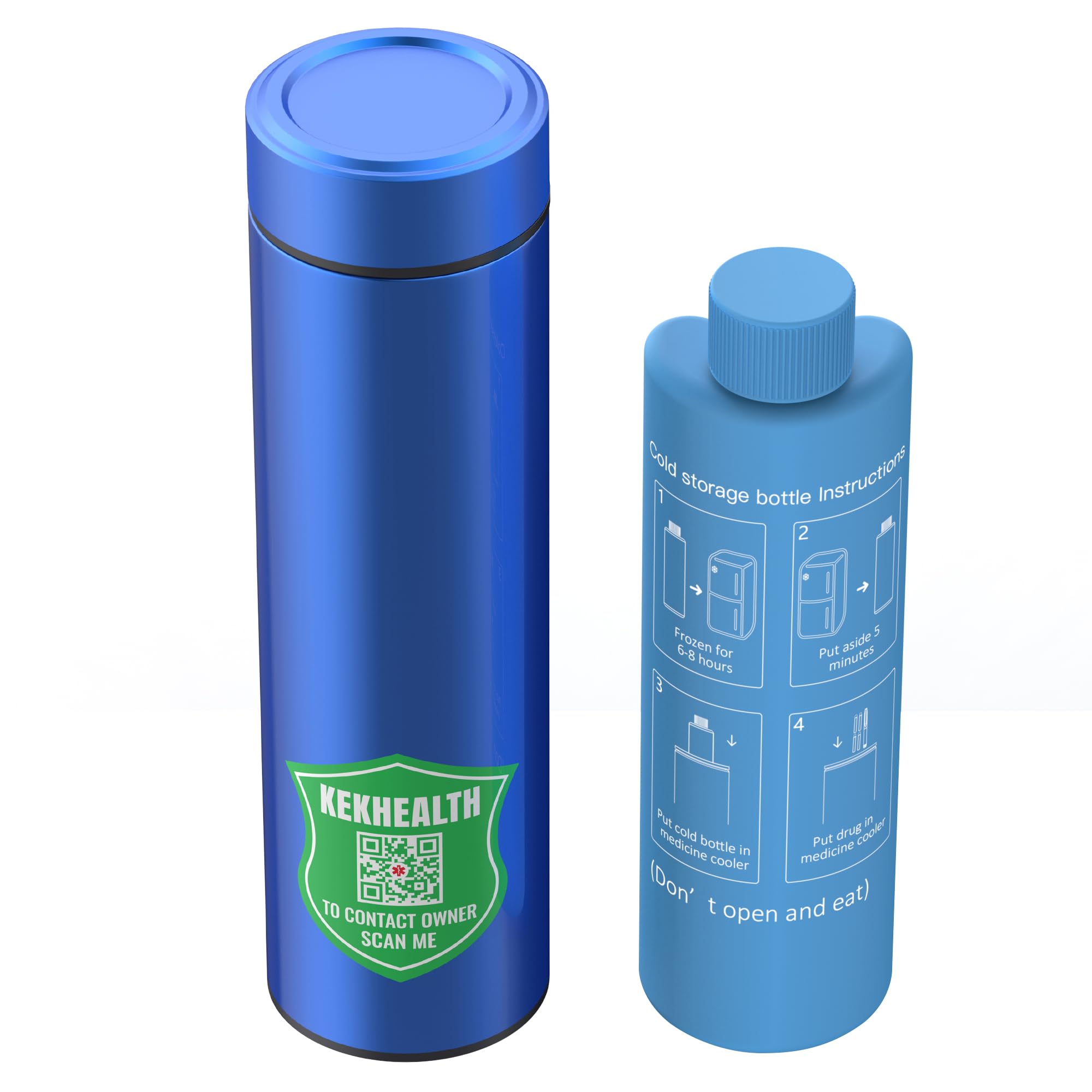 KEKHEALTH 60H Insulin Cooler Travel Case, Insulin Pens Case, Medicine Cool Bag with QR Medical Travel Tag, EpiPen Carry Case Diabetic Travel Kits with Biogel Ice Pack, TSA Approved (Blue)