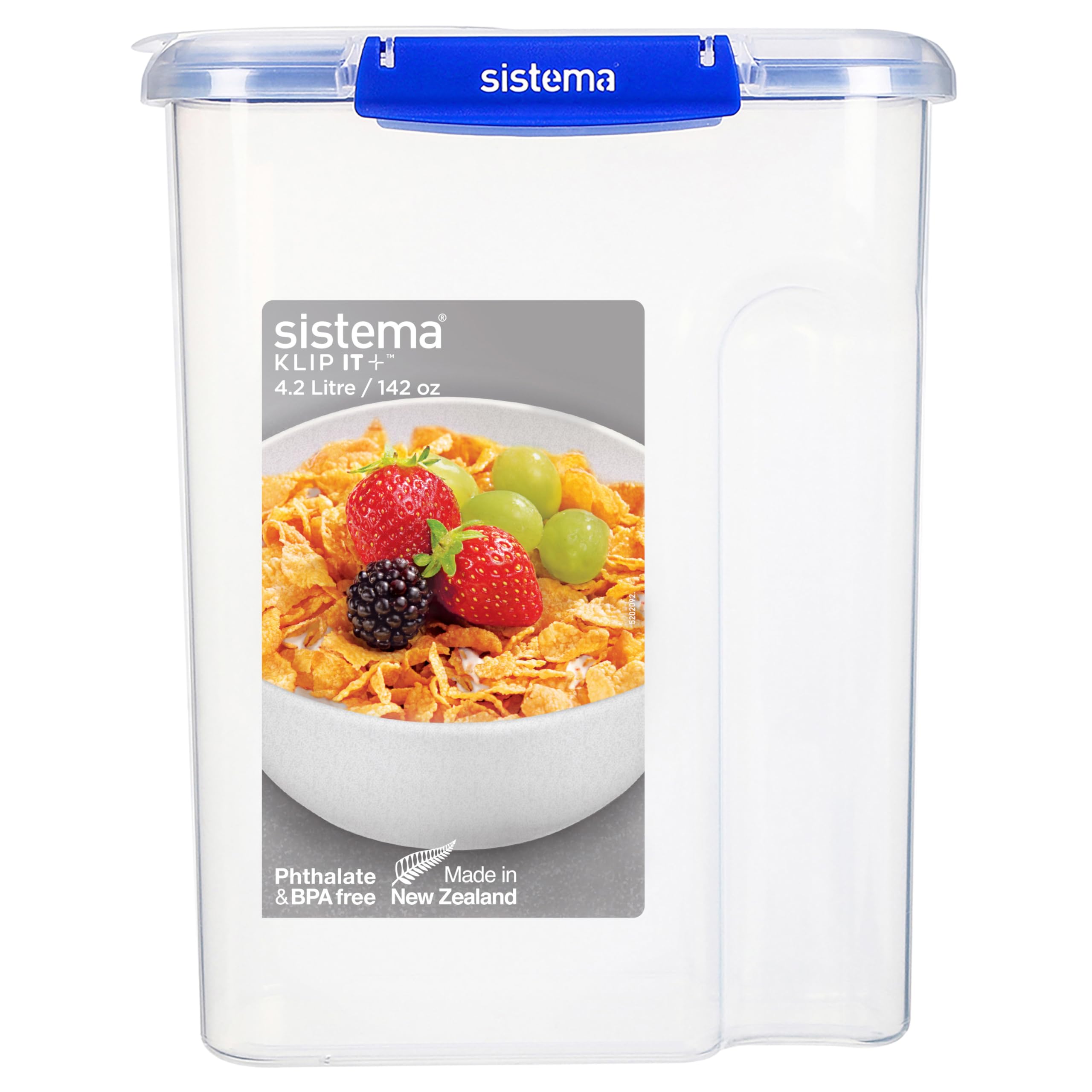 Sistema KLIP IT PLUS Cereal Storage Container | Airtight 4.2 Litre Food Pantry Storage Container | BPA-Free