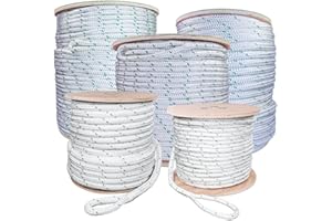 SGT KNOTS Double Braid Polyester Pulling Rope with Eye Loop for Marine & Winching and More (1/2" x 300ft, White w Green Tracers)