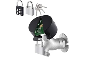 DOCEPERT Outdoor Faucet Lock, 2 Locks Water Hose Bib Spigot Lock Stainless Steel Valve Lock - Protecting Water from Unauthorized Use and Vandalism for 1.3-2.5" Valves Hose Bibs (Black)
