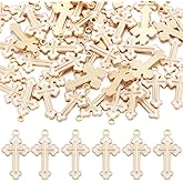 SUNNYCLUE 1 Box 60Pcs Alloy Enamel Cross Charm Bulk White Cross Charms Crucifix Gold Metal Rosary Small Charm for Jewelry Making Charms DIY Necklace Bracelet Keychain Earring Women Beginners Adults