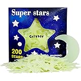 Glow in The Dark Stars Stickers, CAYUDEN 201pcs 3D Plastic Large Stars Stickers Glow in The Dark Stars for Ceiling Wall Decor