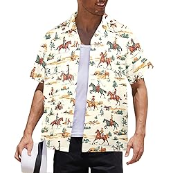 HUGLAZY Funny Horse Racing Shirts for Men Western