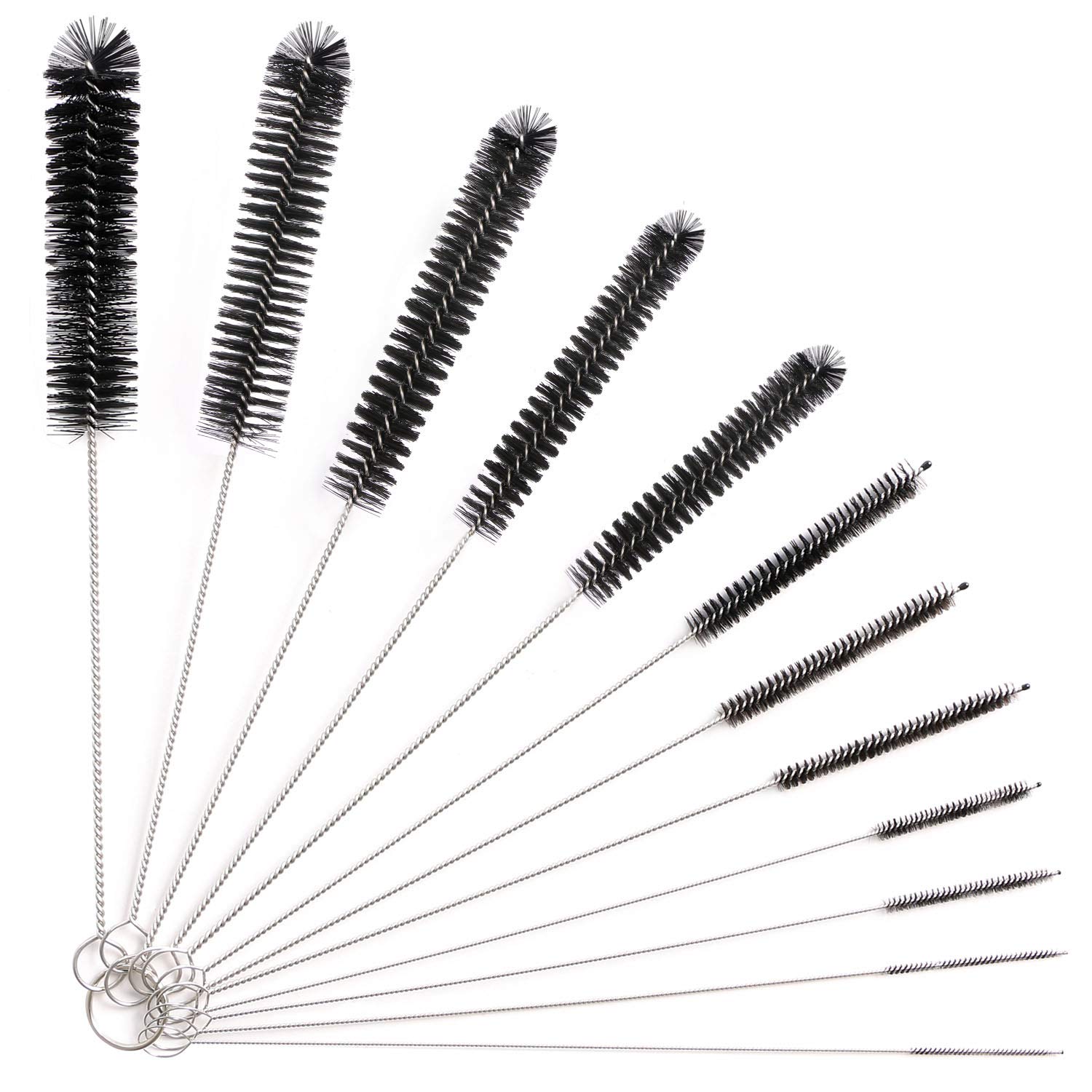 Vicloon 12 Pcs Long Cleaning Brush Set, Tube & Kettle Spout Brush, Straw & Nylon Pipe Cleaner for Baby Bottles & More (Black)
