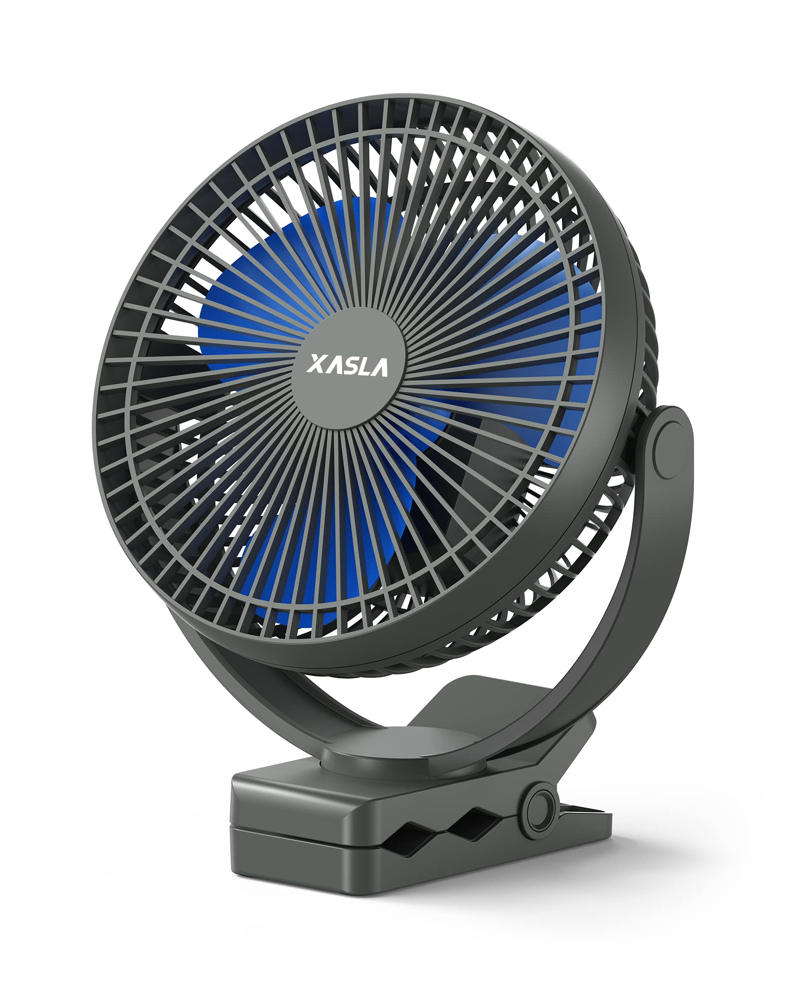 Photo 1 of xasla 10000mAh Portable Rechargeable Clip on Fan, 8 inch Battery Operated Fan, 24 Hours Work Time, 4 Speeds Personal Fan, Ideal for Outdoor Camping Golf Cart Home Office Blue