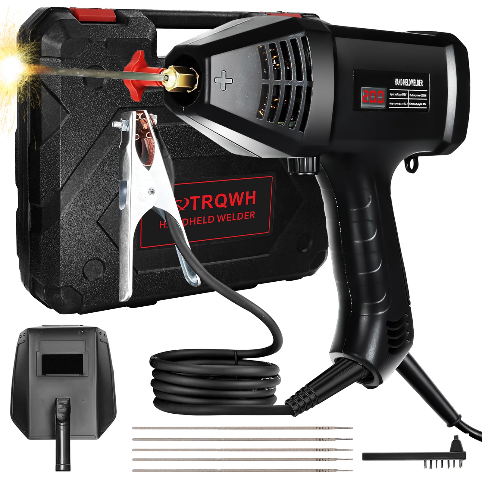 Photo 1 of TRQWH 120A Welding Machine Handheld 110V Portable Stick Welder ARC Welder Machine IGBT Inverter Mini MMA Welder Machine Fit for 1/16"-1/8" Rods (TRQ-HWM01)