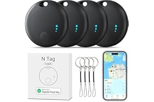 FORTUNEPRO Tracker Tag 4 Packs Bluetooth Tracker, Smart Tag Locator Tracking Device, Keys Finder and Item Locator,Air Tracker Item Finders with Find My(iOS Only) Track Your Keys,Wallet,Luggage (Black)