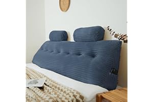 Rycwola Headboard Wedge Pillow with 2 Pack Neck Roll Pillow Large Headboard Pillow King Wedge Pillow Headboard Soft and Supportive Bed Rest Reading Pillows for Sitting in Bed with Removable Cover