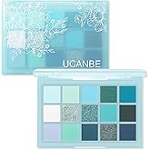 UCANBE 15 Color Eyeshadow Palette &ndash; Shimmer Matte Glitter Metallic Cool Tones Shades in White, Blue, Green, Mint, Teal, Navy &ndash; High Pigemented Blendable Eye Makeup Palette Kit