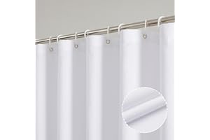 OVZME Zora White Shower Curtain, Fabric Shower Curtain for Bathroom - Soft Cloth Hotel Spa Quality, Water Repellent Bath Decor, Washable Shower Curtain Set with 12 Hooks, Grommets Top, 72Wx72L