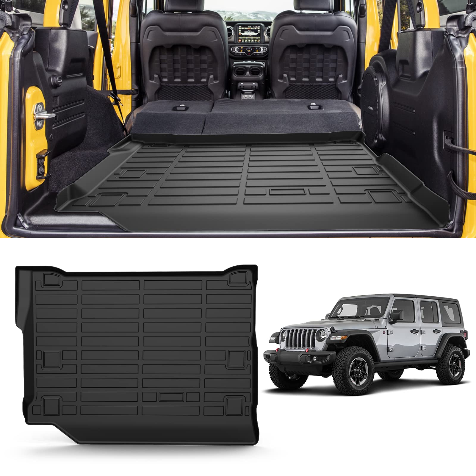 Photo 1 of MERXENG Car Trunk Protector All-Weather Rear Cargo Area Mat Protective Floor Mat for 2021-2023 Jeep Wrangler 4XE