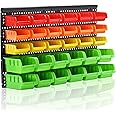 MULSAME Wall Mounted Storage Bins Parts Rack 4 Colors 30PCS Bin Organizer Garage Plastic Shop Tool, Garage Organizers and Storage (Style-Vivid)
