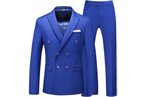 MOGU Mens 2 Piece Double Breasted Suit Slim Fit Tuxedo Blazer and Pants for Wedding Prom Homecoming