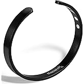 MagnetRX® Magnetic Bracelets for Men & Women - Elegant Bangle Men’s Cuff - Golf/Tennis Elbow & Balance, Stainless Steel Magnetic Bracelets for Women (Black | Medium)