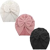AQOKKA Newborn Baby Girl Hats with Bow Toddler Infant Beanie Cap Newborn Hospital Hats for Baby Girl Kid 0-12 Months