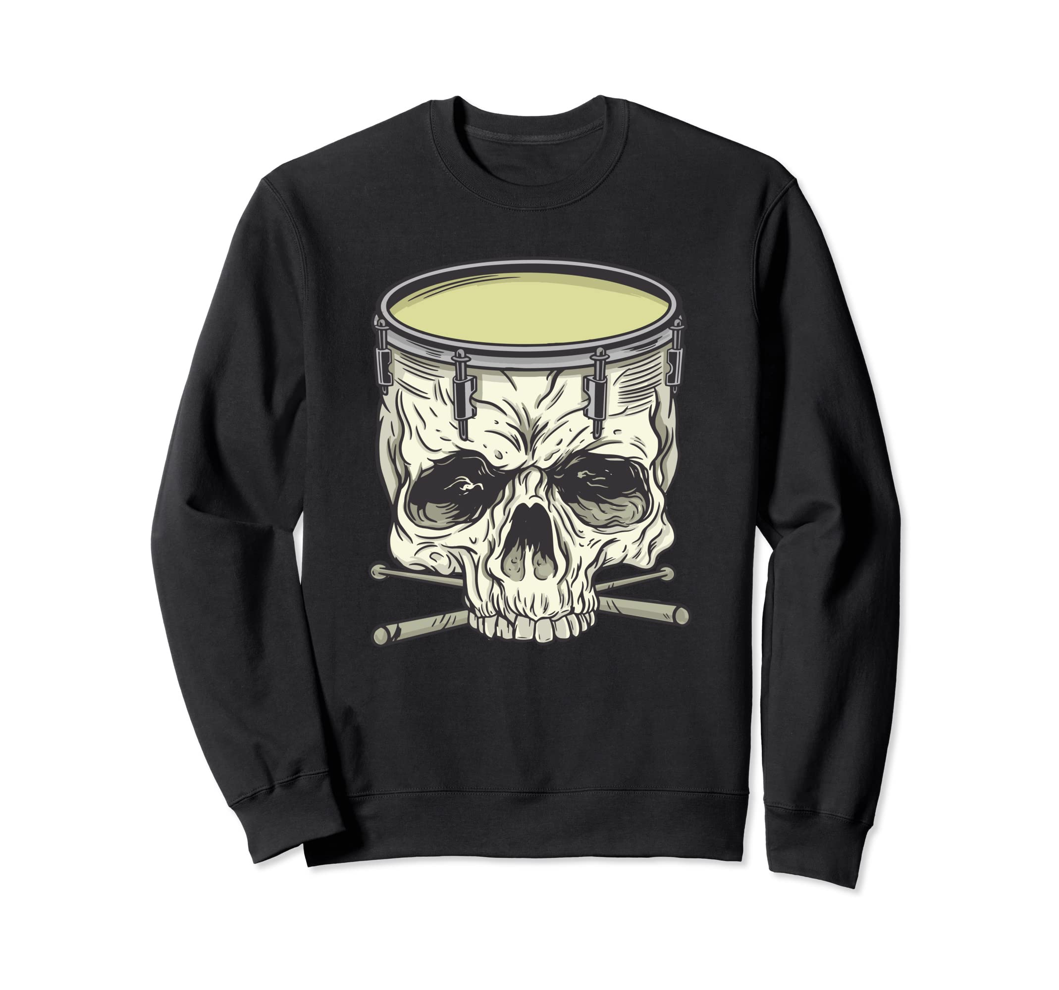 Skull Drummer Snare Drum Sticks Bones Band Musician Line Sweatshirt