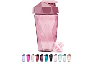 Keelo Bottle Classic Shaker Bottle | 20 Ounce Protein Shaker Bottle | Shaker Cup with Carrying Handle and Diamond Agitator | Rose - 20-Ounces