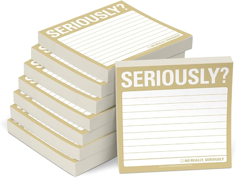 Knock Knock 8-Pack Sticky Notes: Seriously? Colorful Keep It Simple Stickies