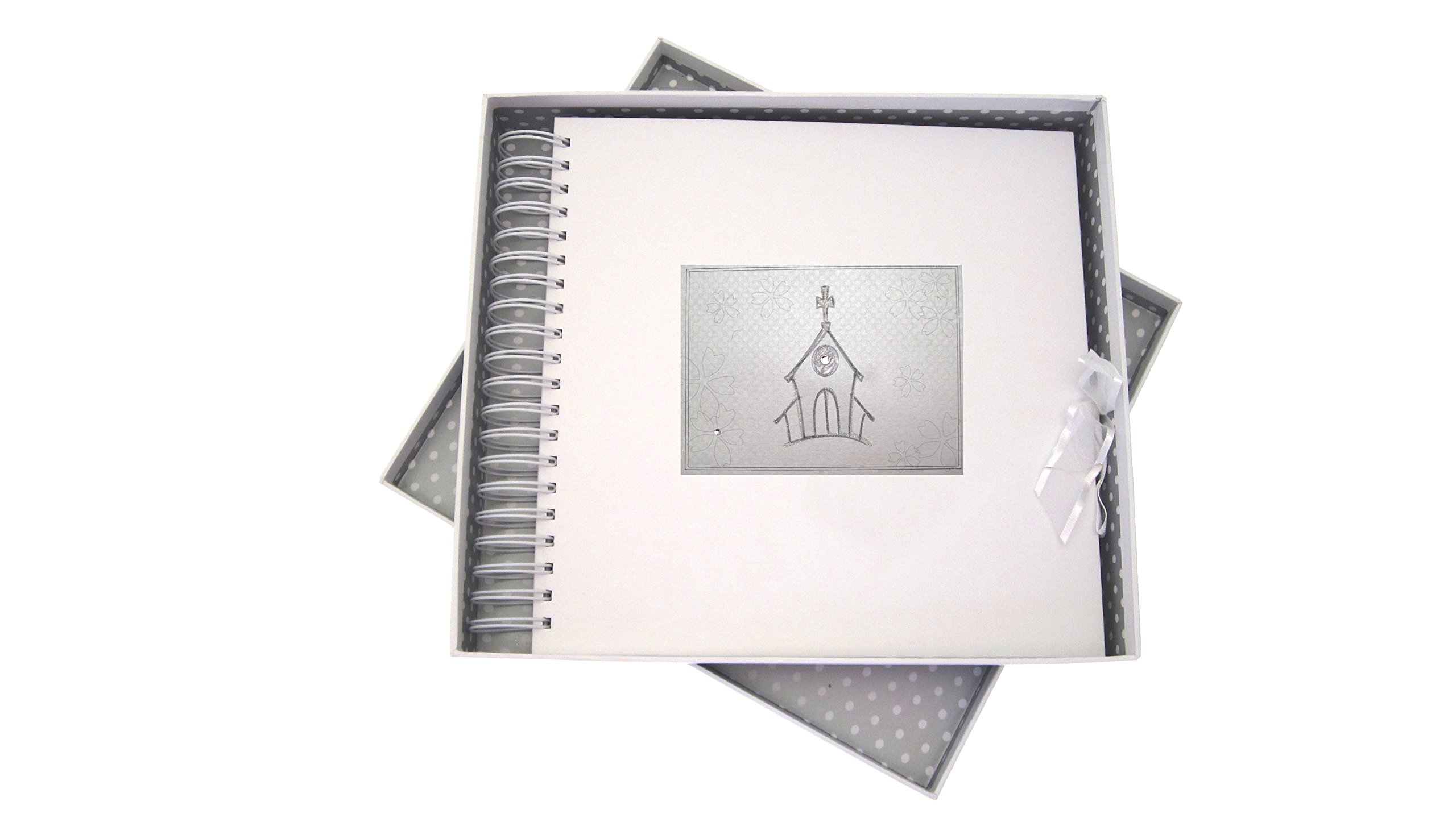 White Cotton Cards Open Holy Celebration Card and Memory Book, Board, 27 x 30 x 4 cm