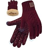 Winter Gloves for Men Women, Warm Fleece Lined with Touch Screen, Thermal Knit with Anti-Slip for Running Driving