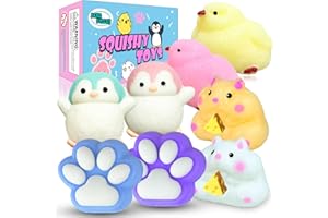 JANESVISSY 8 Pcs Taba Squishy Pack - Squishies Pack Include (2 Penguins,2 Chick, 2 Cat Paws,2 Hamster),Squishy Fidget Toys Set,Gifts for Kids, Party Favors,Goodie Bags Fillers,Classroom Prizes